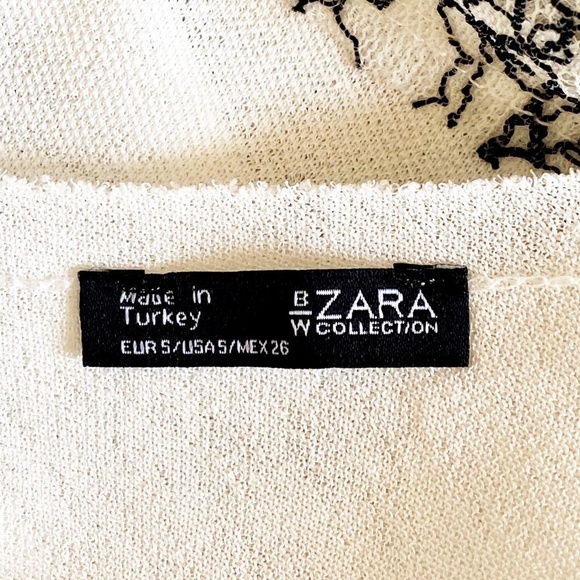 Zara white top w/ black lace hem detail size S - Picture 7 of 8